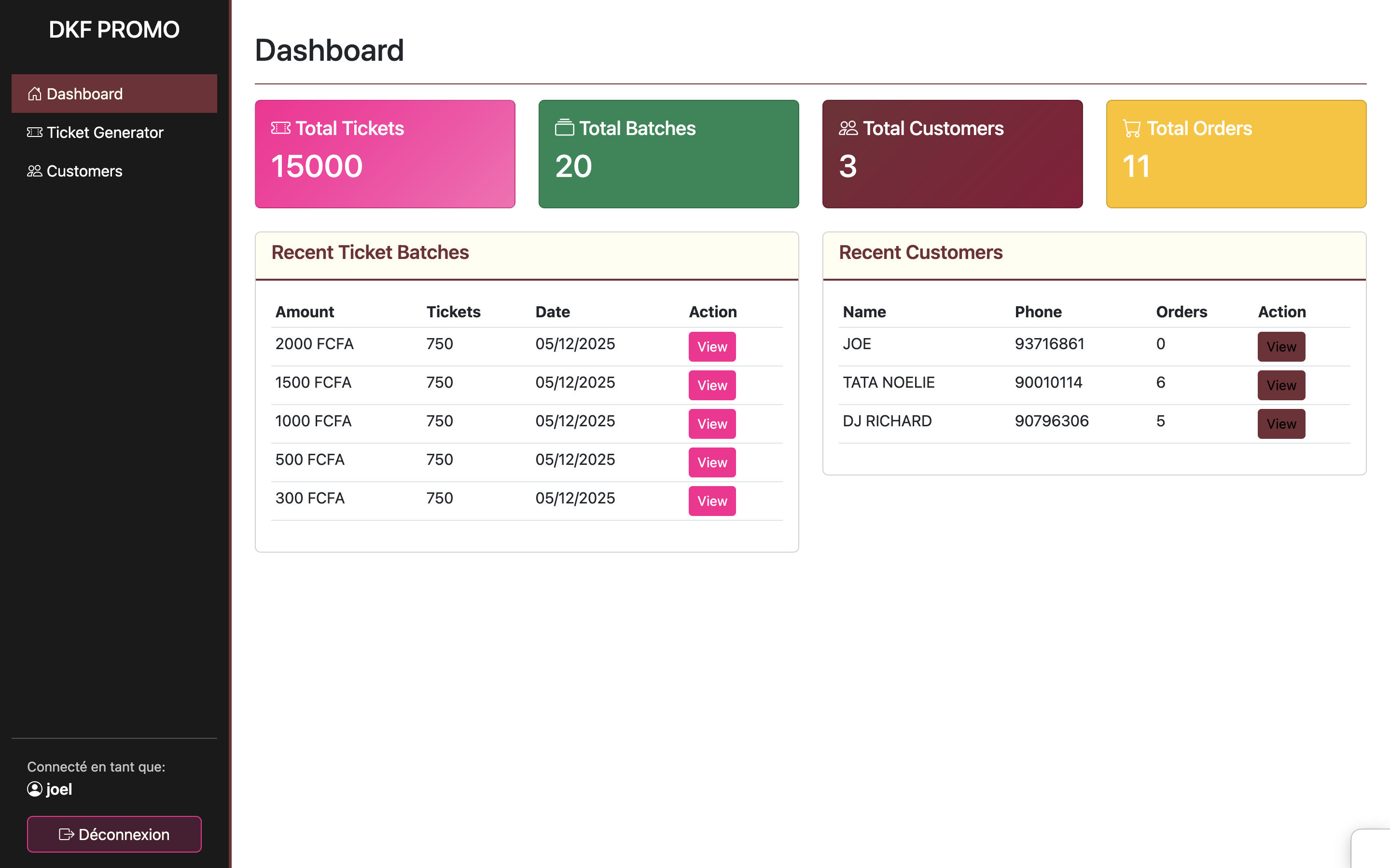 Projet Générateur de Ticket pour Cantine Scolaire - Assou Group Togo